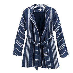 ROLLER RABBIT Blue Striped Woven Robe Belted Silky Feel Lining XS/S